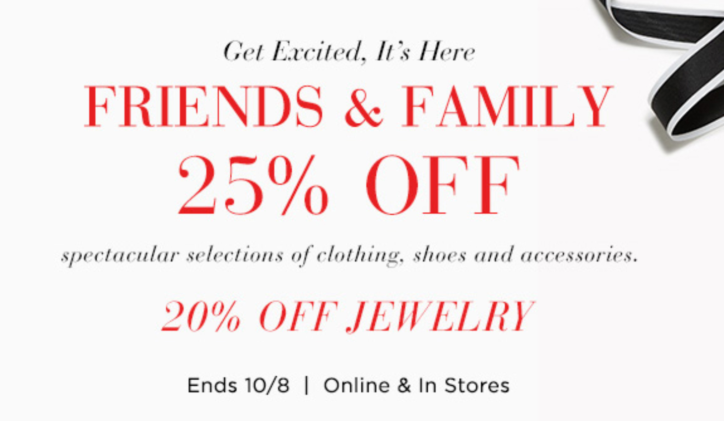 Saks Friends And Family Sale October 2017