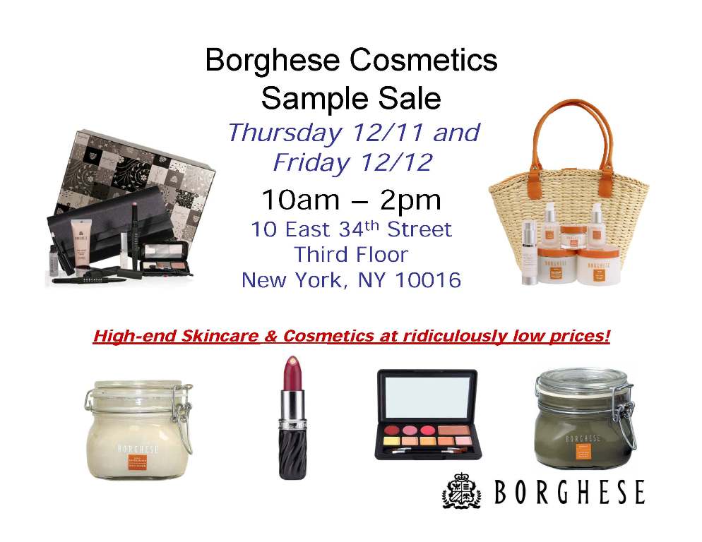 Borghese Sample Sale, ridiculously low prices