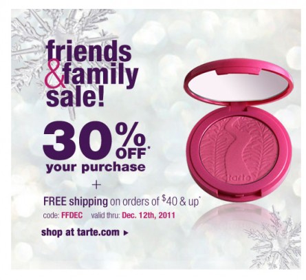 tarte friends and family sale, december 2011