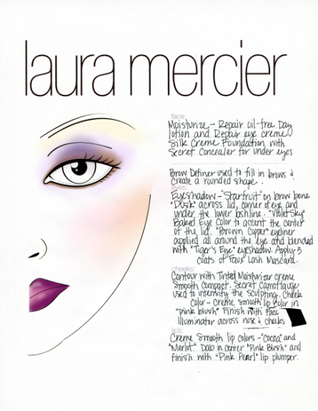 laura mercier for jenny packham, fashion week 2012, face chart