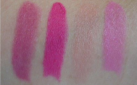 dish it up swatch, quick sizzle swatch, innocence beware swatch, naughty saute swatch