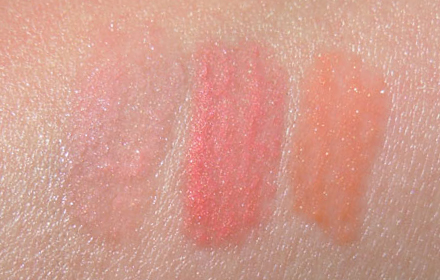double happiness swatch, dynasty at dusk swatch, rising sun swatch, mac cremesheen glass, summer 2012, makeup blog, beauty blog, product reviews blog