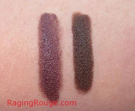 Swatches: Fig and Matte Brown Amazonian Clay Waterproof Liners