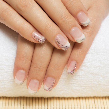 french manicure with glitter, french manicure 2014, modern french manicure