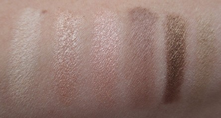 Borghese Shadow Light Swatches:  Bask, Afterglow, Pulse, Vail, Muse, and Ascend