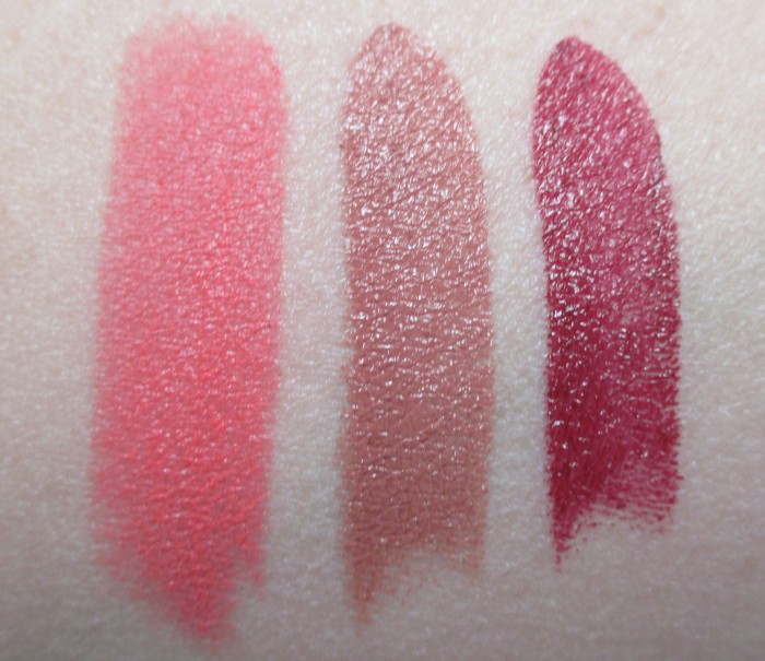 Papaya Punch, Succumb, and Cherry Swatches, Sleek True Colour Lipstick | RagingRouge.com