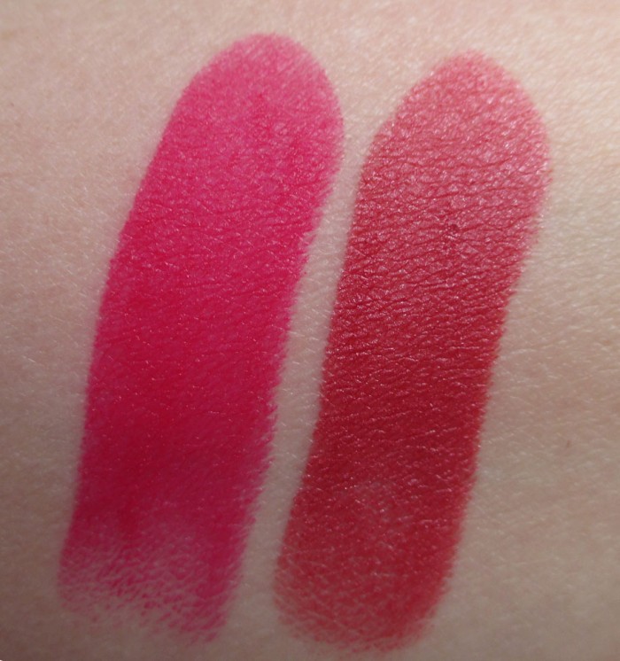 Lancôme L-Absolu Rouge Lipstick 388 and 285 Swatches