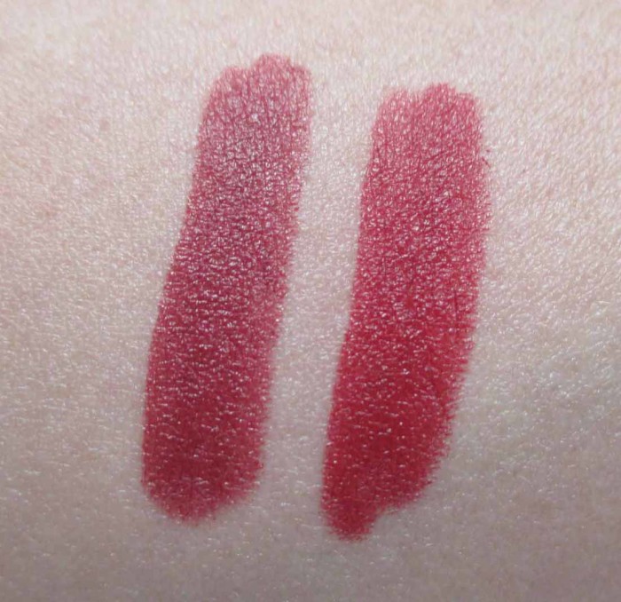 Consuming Red and Infatuated Red Swatches, NARS Powerfall