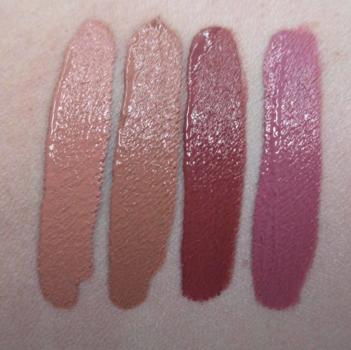 Make Up For Ever Artist Liquid Matte Swatches: 101, 103, 109, and 203