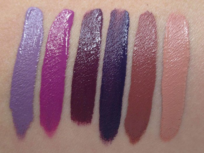 NYX Luv Out Loud Swatches (left to right):