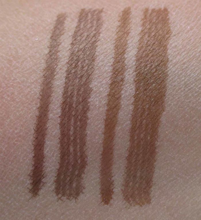 Maybelline Tattoo Studio Brow Tint Pen Swatches: 365 Deep Brown and 360 Medium Brown
